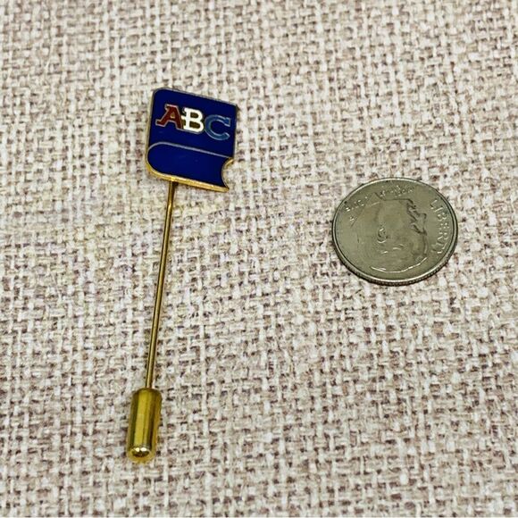 Blue Enameled ABC Book Gold Stick Pin - Picture 1 of 2
